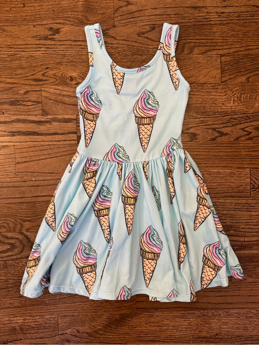 Pixielane Light Blue Ice Cream Cone Print Skater Dress